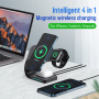 Appleking 4w1 magnetyczny stojak bezprzewodowy do iPhone / Apple Watch / AirPods - 15W - czarny