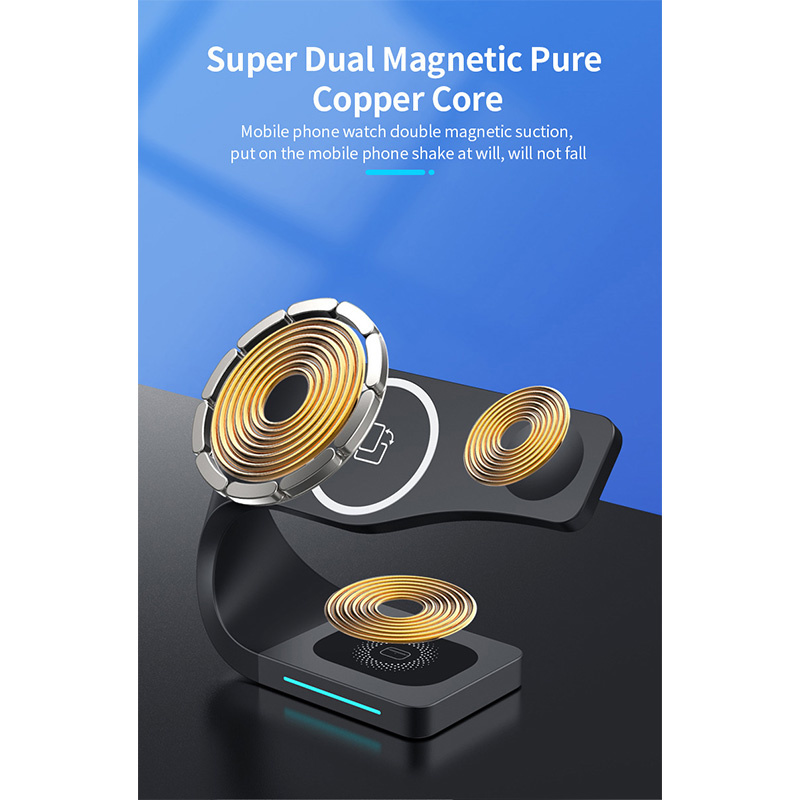 Appleking 4w1 magnetyczny stojak bezprzewodowy do iPhone / Apple Watch / AirPods - 15W - czarny Appleking 4w1 magnetyczny stojak bezprzewodowy do iPhone / Apple Watch / AirPods - 15W - czarny