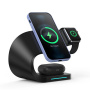 Appleking 4w1 magnetyczny stojak bezprzewodowy do iPhone / Apple Watch / AirPods - 15W - czarny