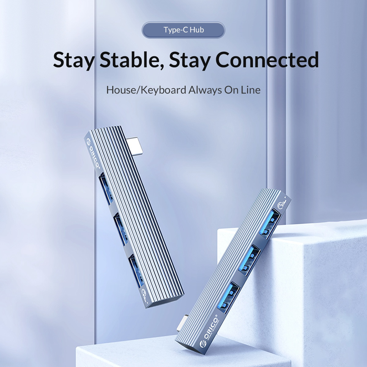 ORICO AH-W13 Hub 3w1 - 2x USB-A 2.0 / USB-A 3.0 do USB-C - szary