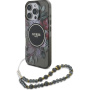 Guess IML Flowers Pearl Strap etui ze smyczą i MagSafe do iPhone 16 Pro Max – szary