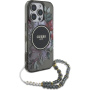 Guess IML Flowers Pearl Strap etui ze smyczą i MagSafe do iPhone 16 Pro Max – szary