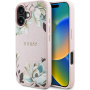 Etui Guess Grained Magnolia we wzór kwiatów z MagSafe do iPhone 16 - różowy