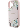 Etui Guess Grained Magnolia we wzór kwiatów z MagSafe do iPhone 16 - różowy