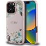 Etui Guess Grained Magnolia z motywem kwiatowym i MagSafe do iPhone 16 Pro - różowy