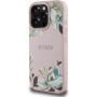 Etui Guess Grained Magnolia z motywem kwiatowym i MagSafe do iPhone 16 Pro - różowy