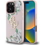 Guess Grained Roses 4G Metal Logo etui do iPhone 16 Pro - różowe