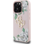 Guess Grained Roses 4G Metal Logo etui do iPhone 16 Pro - różowe