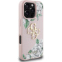 Guess Grained Roses 4G Metal Logo etui do iPhone 16 Pro - różowe