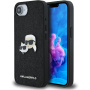 Karl Lagerfeld Fixed Glitter Metal K&CH brokatowe etui do iPhone 16e / 17e - czarne