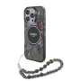 Guess IML Flowers Pearl Strap etui ze smyczą i MagSafe do iPhone 16 Pro Max – szary