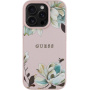 Etui Guess Grained Magnolia z motywem kwiatowym i MagSafe do iPhone 16 Pro - różowy