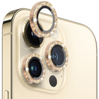 Szkła NORTHJO z błyszczącymi ramkami do ochrony obiektywów tylnego aparatu dla iPhone 14 Pro / 14 Pro Max – złote