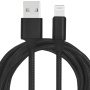 Kabel pleciony do transmisji danych i ładowania USB-A 2.0 / Lightning dla iPhone / iPad / iPod / AirPods - 2 m - czarny