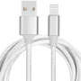 Kabel pleciony do transmisji danych i ładowania USB-A 2.0 / Lightning dla iPhone / iPad / iPod / AirPods - 3 m - srebrny