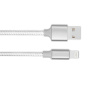 Kabel pleciony do transmisji danych i ładowania USB-A 2.0 / Lightning dla iPhone / iPad / iPod / AirPods - 3 m - srebrny