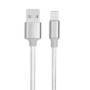 Kabel pleciony do transmisji danych i ładowania USB-A 2.0 / Lightning dla iPhone / iPad / iPod / AirPods - 3 m - srebrny