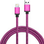 Kabel pleciony do ładowania i synchronizacji USB-A 2.0 / Lightning dla iPhone / iPad / iPod / AirPods - 1 m - fuksjowy