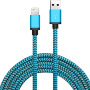 Woven kabel do ładowania i synchronizacji USB-A / Lightning dla iPhone / iPad / iPod / AirPods - 2 m - niebieski