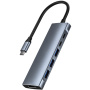 Hub ZT-C909 9w1 - slot na kartę SD / TF / HDMI / gniazdo 3,5 mm / 2x USB-C / 3x USB-A do USB-C - szary
