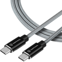Kabel Tactical Fast Rope Aramid do ładowania i transmisji danych 100 W USB-C/USB-C do iPhone’a/iPada/MacBooka/AirPods - 1 m - szary