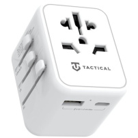 Tactical PTP uniwersalny adapter podróżny z portami USB-C / USB-A i wysuwanymi wtyczkami -12W - biały