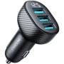 Ładowarka samochodowa JOYROOM CCD03 z wyświetlaczem i portami 3x USB-A - 17W - czarna