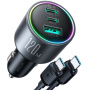 JOYROOM CCN07 Zestaw ładowarki samochodowej z portami 2x USB-C / USB-A i kablem USB-C do USB-C - 120W - 1,2 m - czarny