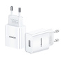 USAMS T21 Zestaw adaptera z portem USB-A i kabla USB-A na Lightning - 10,5W - 1 m - biały