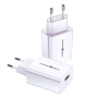 USAMS T48 Zestaw adaptera z portem USB-A i kabla USB-A do USB-C - 18W - 1 m - biały