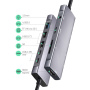 Hub YME68 9w1 - slot na kartę SD / TF / HDMI / gniazdo 3,5 mm / 2x USB-C / 3x USB-A na USB-C do MacBooka - szary