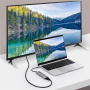 Hub YME68 9w1 - slot na kartę SD / TF / HDMI / gniazdo 3,5 mm / 2x USB-C / 3x USB-A na USB-C do MacBooka - szary