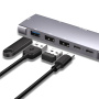 Hub YME68 9w1 - slot na kartę SD / TF / HDMI / gniazdo 3,5 mm / 2x USB-C / 3x USB-A na USB-C do MacBooka - szary