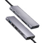 Hub YME68 9w1 - slot na kartę SD / TF / HDMI / gniazdo 3,5 mm / 2x USB-C / 3x USB-A na USB-C do MacBooka - szary