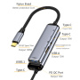 Hub 5w1 - złącze 3,5 mm / 2x USB-C / 2x USB-A do USB-C - ciemnoszary