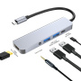 Hub ENKAY 5w1 - HDMI / 3,5 mm jack / USB-C / 2x USB-A do USB-C - szary