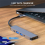Hub ENKAY 5w1 - HDMI / 3,5 mm jack / USB-C / 2x USB-A do USB-C - szary