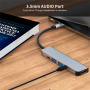 Hub ENKAY 5w1 - HDMI / 3,5 mm jack / USB-C / 2x USB-A do USB-C - szary