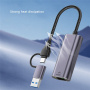 T30B 2w1 adapter Ethernet - RJ45 na USB-C / USB-A - szary