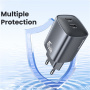 USAMS CC305 GaN Szybka Ładowarka Adapter z 2x USB-C - 45W - ciemnoszary