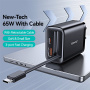 USAMS CC299 Zestaw adaptera z portami USB-C / USB-A i wysuwanego kabla USB-C - 65W - biały