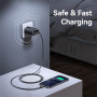 USAMS CC299 Zestaw adaptera z portami USB-C / USB-A i wysuwanego kabla USB-C - 65W - biały
