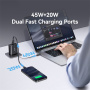 USAMS CC299 Zestaw adaptera z portami USB-C / USB-A i wysuwanego kabla USB-C - 65W - biały