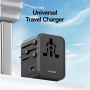USAMS CC309 Uniwersalny adapter podróżny z portami 2x USB-C / USB-A i wysuwanymi wtyczkami - 25W - czarny