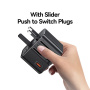 USAMS CC309 Uniwersalny adapter podróżny z portami 2x USB-C / USB-A i wysuwanymi wtyczkami - 25W - czarny