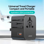 USAMS CC309 Uniwersalny adapter podróżny z portami 2x USB-C / USB-A i wysuwanymi wtyczkami - 25W - czarny