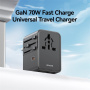 USAMS CC310 uniwersalny adapter podróżny z portami 3x USB-C / 2x USB-A i wysuwanymi wtyczkami - 70W - czarny