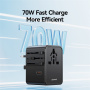 USAMS CC310 uniwersalny adapter podróżny z portami 3x USB-C / 2x USB-A i wysuwanymi wtyczkami - 70W - czarny