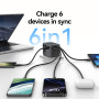 USAMS CC310 uniwersalny adapter podróżny z portami 3x USB-C / 2x USB-A i wysuwanymi wtyczkami - 70W - czarny