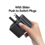 USAMS CC310 uniwersalny adapter podróżny z portami 3x USB-C / 2x USB-A i wysuwanymi wtyczkami - 70W - czarny